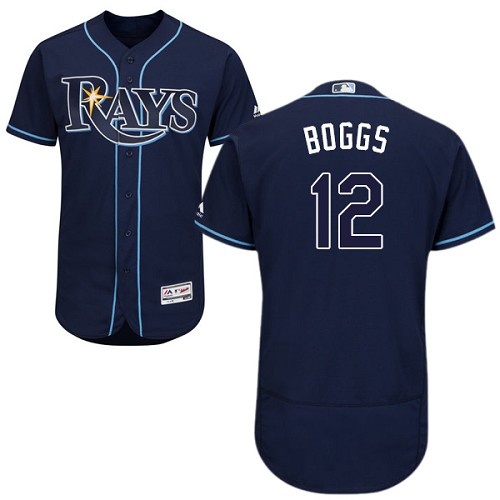 Rays #12 Wade Boggs Dark Blue Flexbase Authentic Collection Stitched MLB Jersey